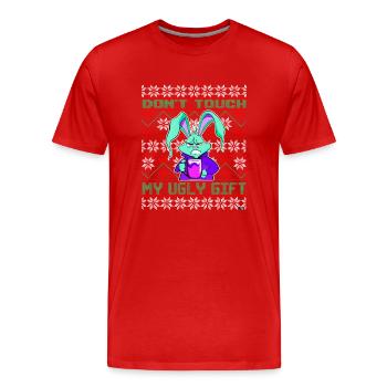 Ne touche pas à mon vilain cadeau, Funny Bunny - T-shirt bio Premium Homme - rouge - Devant - Damien (186cm)