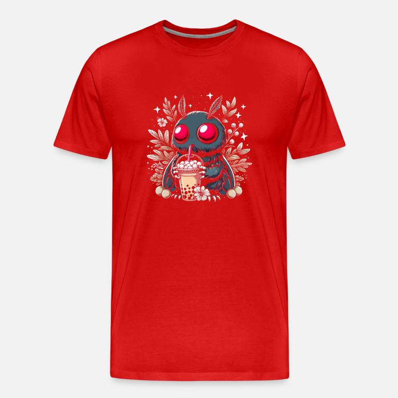 Mothman Bubble Tea - Männer Premium Bio T-Shirt - Rot
