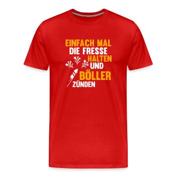 Neujahr Feuerwerk Böller Silvester - Männer Premium Bio T-Shirt - Rot - Vorne - Damien (186cm)