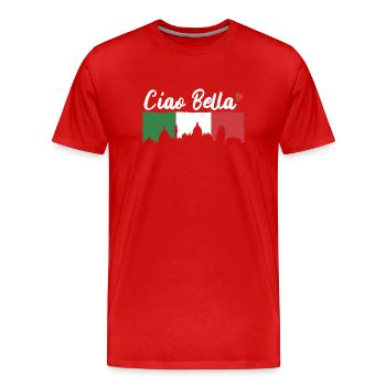 Ciao Bella - Men's Premium Organic T-Shirt - red - Front - Damien (186cm)
