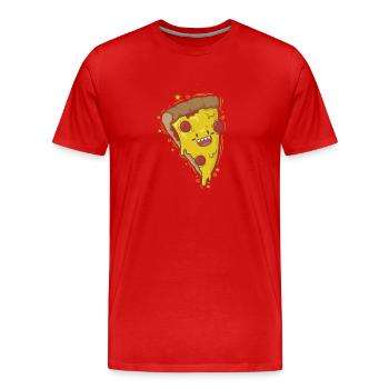 Salami Pizza est heureux - T-shirt bio Premium Homme - rouge - Devant - Damien (186cm)