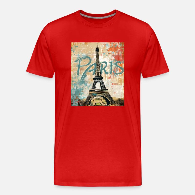 Paris mit Eiffelturm - Männer Premium Bio T-Shirt - Rot