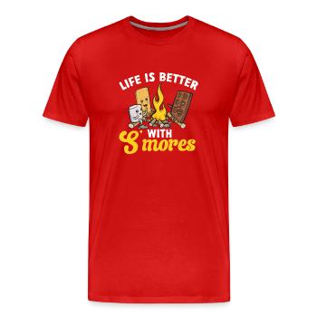 S'more Lagerfeuer Marshmallow Camping - Männer Premium Bio T-Shirt - Rot - Vorne - Damien (186cm)