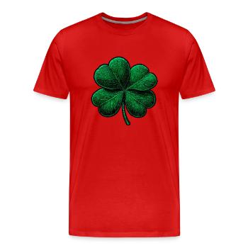 Trèfle vert à quatre feuilles - T-shirt bio Premium Homme - rouge - Devant - Damien (186cm)