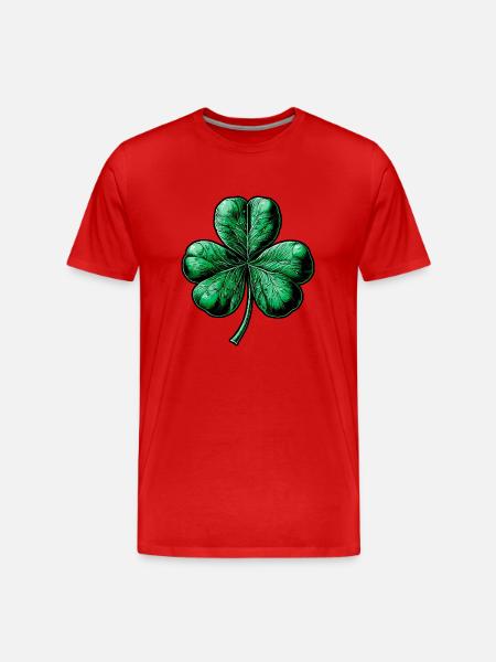 Green three-leaf clover - Men's Premium Organic T-Shirt - red