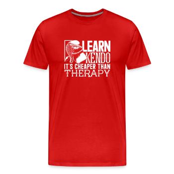 Kendo Kendo Is Cheaper Than Therapy - Men's Premium Organic T-Shirt - red - Front - Damien (186cm)