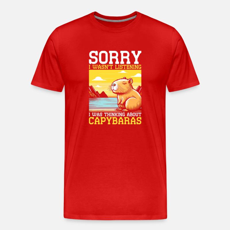 Thinking about Capybaras - Männer Premium Bio T-Shirt - Rot