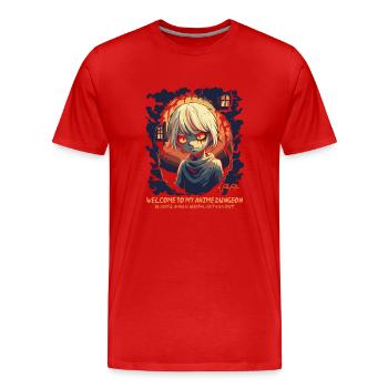 Anime Sucht: Willkommen in meinem Anime Kerker - Männer Premium Bio T-Shirt - Rot - Vorne - Damien (186cm)