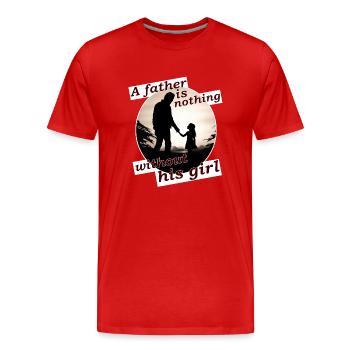 Père et fille s’aiment - T-shirt bio Premium Homme - rouge - Devant - Damien (186cm)