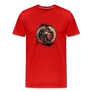 Spartaner Helm Krieger Gladiator Gym - Männer Premium Bio T-Shirt - Rot - Vorne - Damien (186cm)