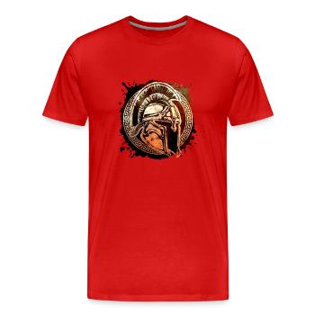 Spartaner Helm Symbol Krieger Gladiator - Männer Premium Bio T-Shirt - Rot - Vorne - Damien (186cm)