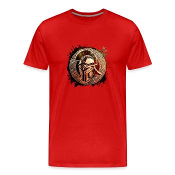 Spartan Helmet Gladiator Fighter Gym - Men's Premium Organic T-Shirt - red - Front - Damien (186cm)