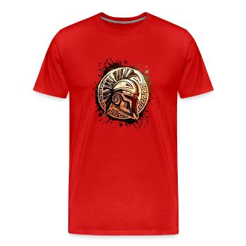 Spartaner Helm Gym Gladiator Mythologie - Männer Premium Bio T-Shirt - Rot - Vorne - Damien (186cm)