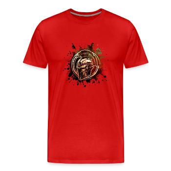 Spartaner Helm Gym Gladiator Fighter - Männer Premium Bio T-Shirt - Rot - Vorne - Damien (186cm)
