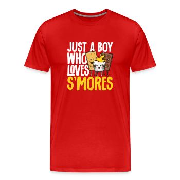 S'more Campfire Marshmallow Camping - T-shirt bio Premium Homme - rouge - Devant - Damien (186cm)