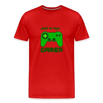 just a vegan gamer, veganuary Tierwohl Tierschutz - Männer Premium Bio T-Shirt - Rot - Vorne - Damien (186cm)