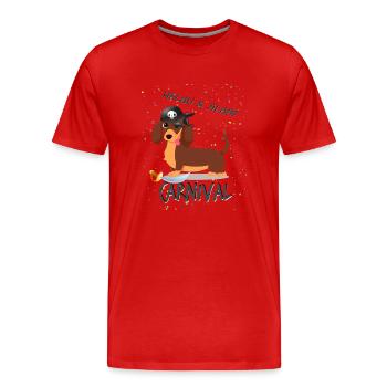 Teckel, Carnaval, Carnaval, Helau, Alaaf, Pirate - T-shirt bio Premium Homme - rouge - Devant - Damien (186cm)