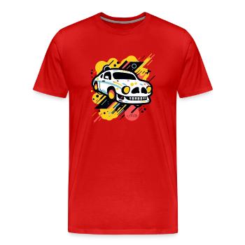 Pop Colors Art Skull Car - Men's Premium Organic T-Shirt - red - Front - Damien (186cm)