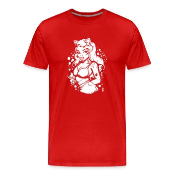 Une autre fille de dessin animé animée chaude - T-shirt bio Premium Homme - rouge - Devant - Damien (186cm)