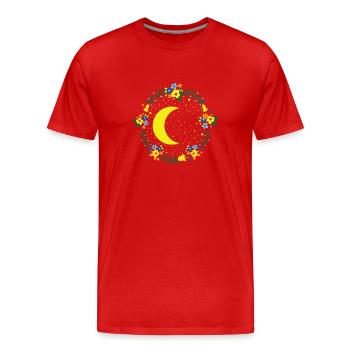 Mond mit Blümchen Nachthimmel Weltraum - Männer Premium Bio T-Shirt - Rot - Vorne - Damien (186cm)