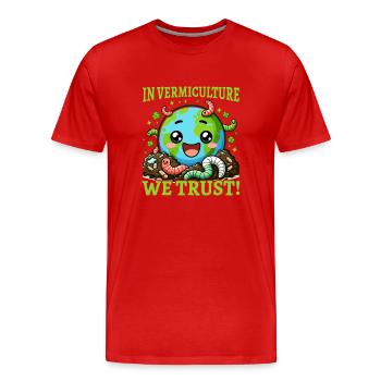 Lombriciculture Jardinage de vers de terre Vermiculture - T-shirt bio Premium Homme - rouge - Devant - Damien (186cm)
