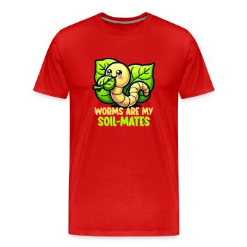 Lombriciculture Jardinage de vers de terre Vermiculture - T-shirt bio Premium Homme - rouge - Devant - Damien (186cm)