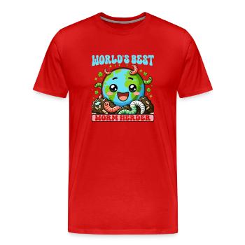 Lombriciculture Jardinage de vers de terre Vermiculture - T-shirt bio Premium Homme - rouge - Devant - Damien (186cm)