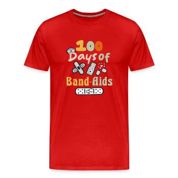 100 Tage Pflege bunt - Männer Premium Bio T-Shirt - Rot - Vorne - Damien (186cm)