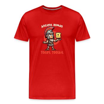 Funny Sponge, Roman History, Bathroom - Men's Premium Organic T-Shirt - red - Front - Damien (186cm)
