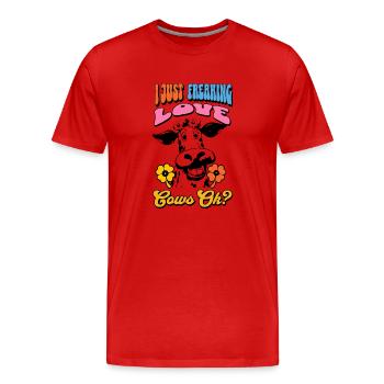Vache Vaches - T-shirt bio Premium Homme - rouge - Devant - Damien (186cm)