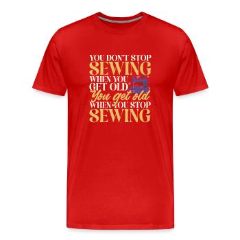 Machine à coudre Couturière Couture couture - T-shirt bio Premium Homme - rouge - Devant - Damien (186cm)
