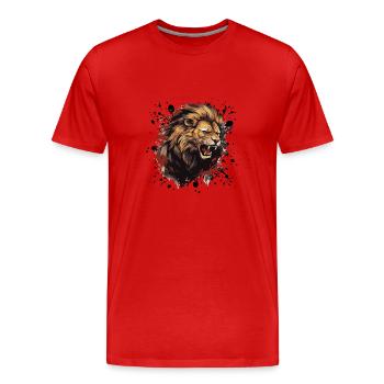 Symbole de la tête de lion Animal Tête de lion - T-shirt bio Premium Homme - rouge - Devant - Damien (186cm)