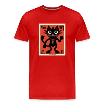 Chat d’art moderne - T-shirt bio Premium Homme - rouge - Devant - Damien (186cm)