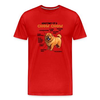 Explication du chien Anatomie d’un Chow Chow - T-shirt bio Premium Homme - rouge - Devant - Damien (186cm)