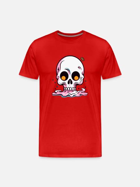 Melting Cartoon Skull - Men's Premium Organic T-Shirt - red
