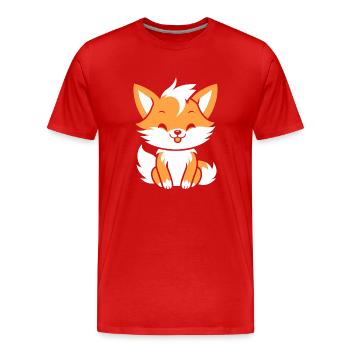 Kitsune Japanese Little Fox Humor - Men's Premium Organic T-Shirt - red - Front - Damien (186cm)
