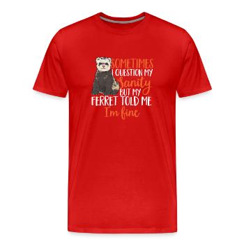 Furet, propriétaire de furet - T-shirt bio Premium Homme - rouge - Devant - Damien (186cm)