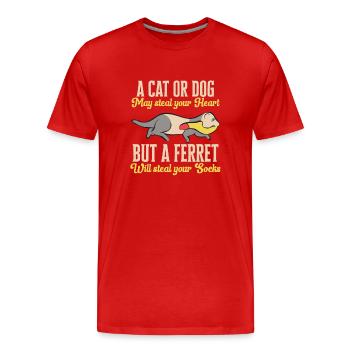 Furet, propriétaire de furet - T-shirt bio Premium Homme - rouge - Devant - Damien (186cm)