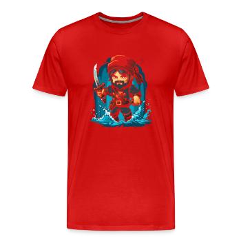 Little Cute Pixel Pirate - Men's Premium Organic T-Shirt - red - Front - Damien (186cm)
