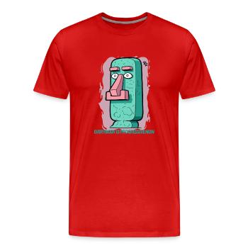 statue moaï moderne et avancée de l’île de Pâques - T-shirt bio Premium Homme - rouge - Devant - Damien (186cm)