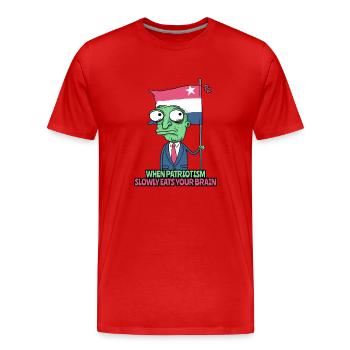Too much patriotism eats brains, zombie patriot - Men's Premium Organic T-Shirt - red - Front - Damien (186cm)