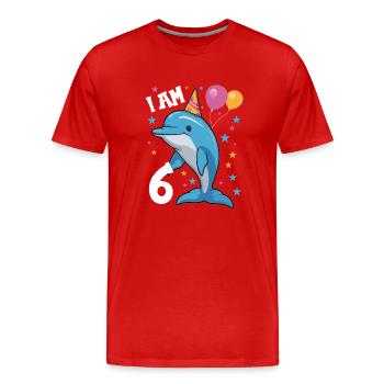 J'ai 6 ans Delfine Delfin 6ème anniversaire - T-shirt bio Premium Homme - rouge - Devant - Damien (186cm)