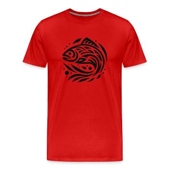 Salmon Native American Zodiac - Men's Premium Organic T-Shirt - red - Front - Damien (186cm)