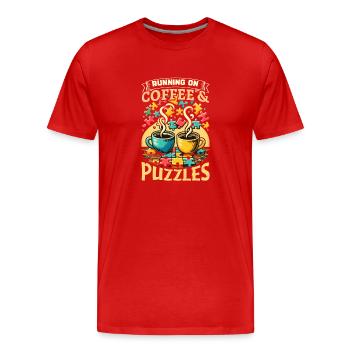 Puzzle Lover Jigzaw Puzzle Jeu de société Puzzler - T-shirt bio Premium Homme - rouge - Devant - Damien (186cm)