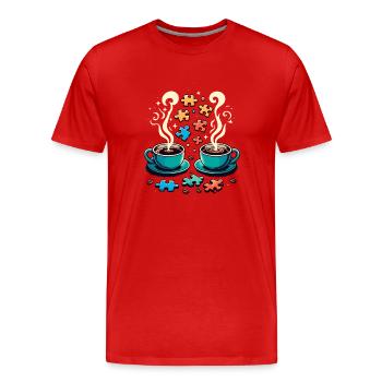 Puzzle Lover Jigzaw Puzzle Jeu de société Puzzler - T-shirt bio Premium Homme - rouge - Devant - Damien (186cm)