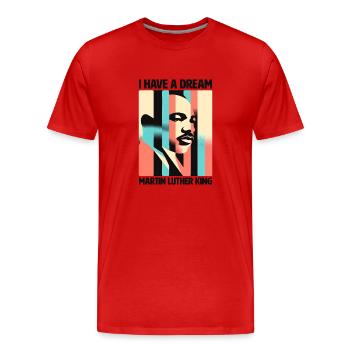 Vision d’un rêve MLK Portrait inspirant - T-shirt bio Premium Homme - rouge - Devant - Damien (186cm)