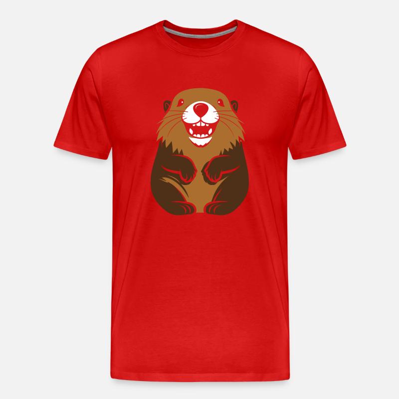 Einfaches Murmeltier - Männer Premium Bio T-Shirt - Rot