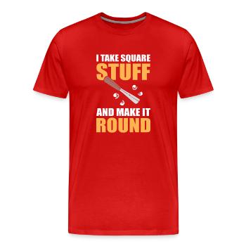 Lustige Holzschnitzerei Holzarbeiter - Männer Premium Bio T-Shirt - Rot - Vorne - Damien (186cm)