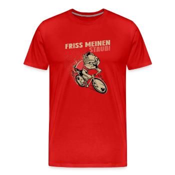 Friss meinen Staub | Radsport Rennrad Shirt - Männer Premium Bio T-Shirt - Rot - Vorne - Damien (186cm)