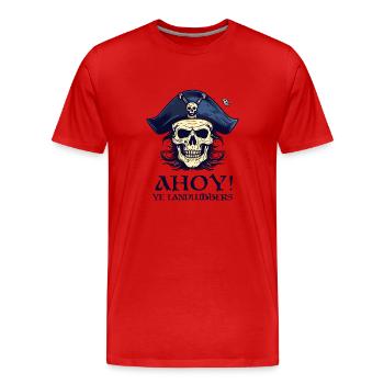 Ahoy, vous les terriens, le pirate au crâne - T-shirt bio Premium Homme - rouge - Devant - Damien (186cm)